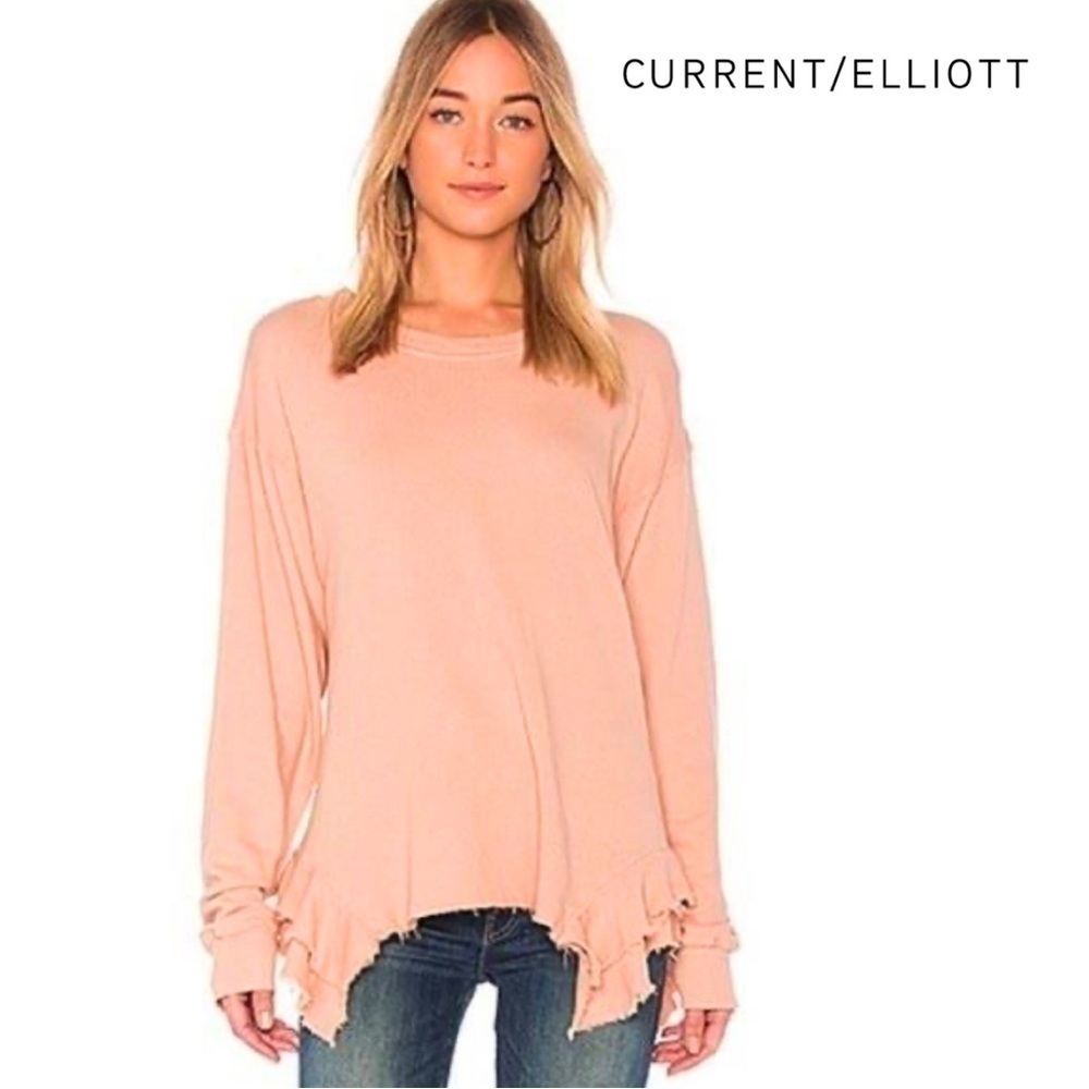 Current/Elliott The Slouchy Ruffle Pullover Sweatshirt